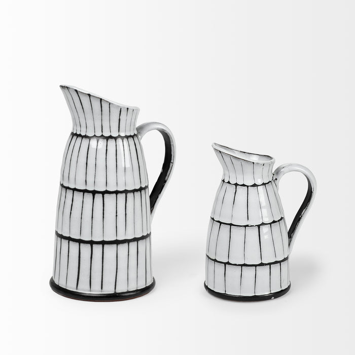 Lome Small White/Black Ceramic Jug