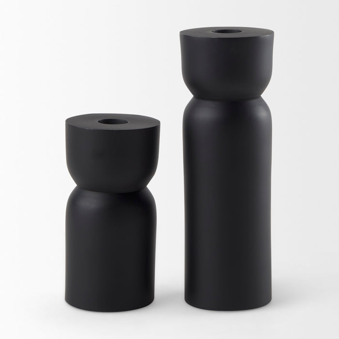Malta Small Black Metal Candle Holder