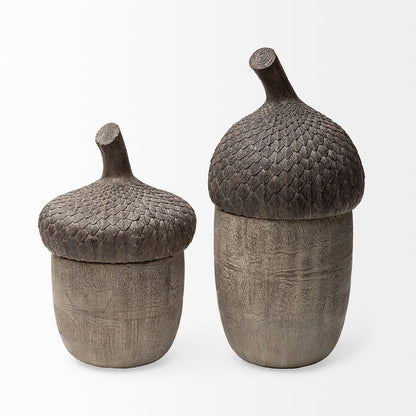 Mandor I (Small) 6L x 6W Brown Resin Acorn Box