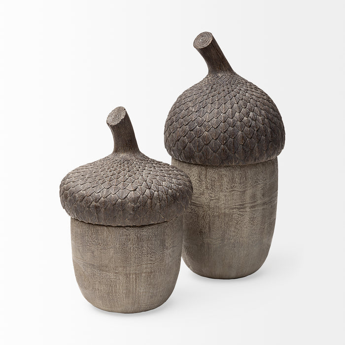 Mandor I (Small) 6L x 6W Brown Resin Acorn Box