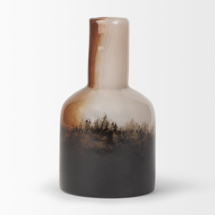 Marans Short Amber Multi-Color Glass Vase