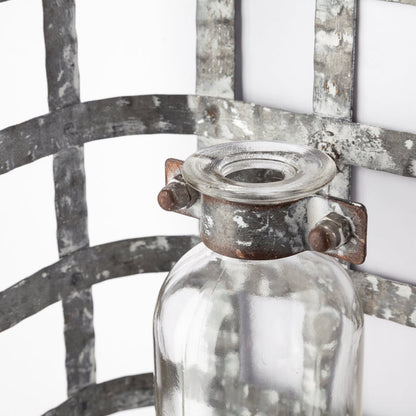 Margaret Wall Mounted Basket w Glass Bottle for Botanicals or Floral