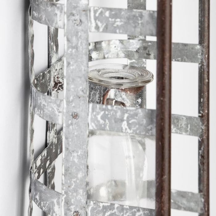 Margaret Wall Mounted Basket w Glass Bottle for Botanicals or Floral