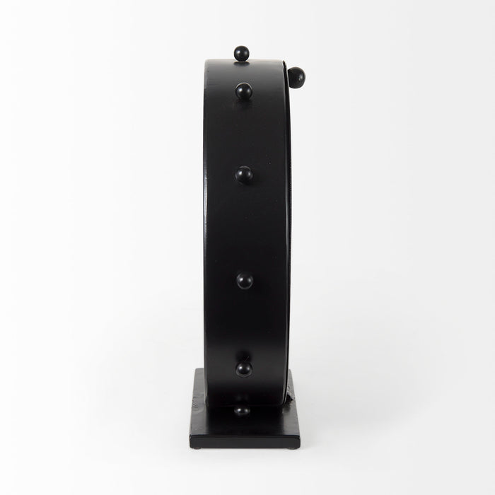 Marian 11.0L x 3.1W x 11.0H Black Studded Round Table Clock