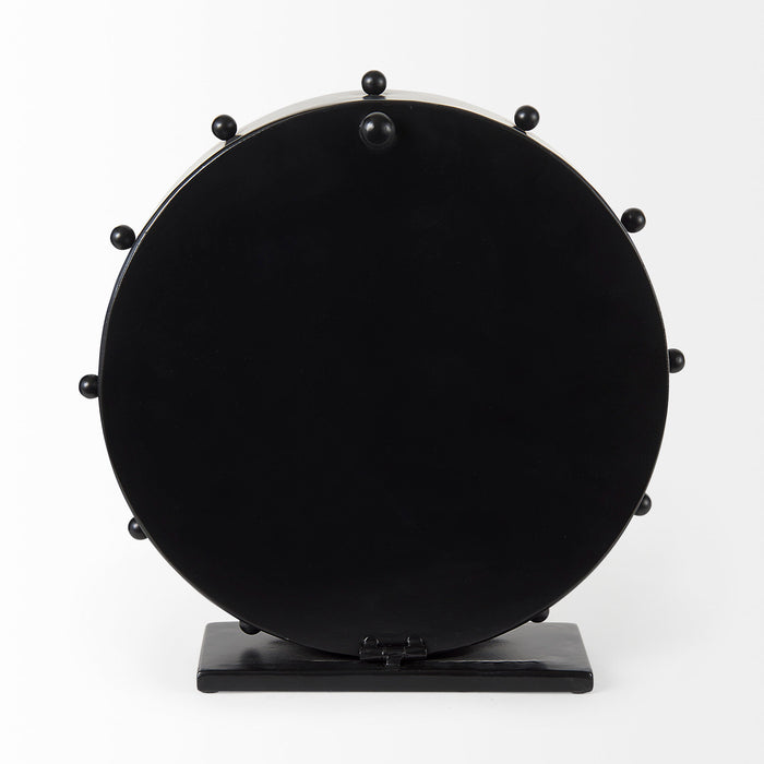 Marian 11.0L x 3.1W x 11.0H Black Studded Round Table Clock