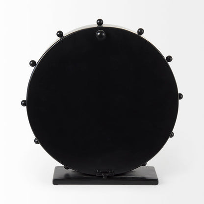 Marian 11.0L x 3.1W x 11.0H Black Studded Round Table Clock