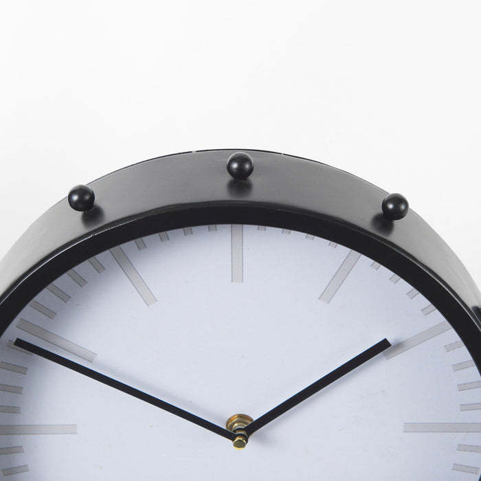 Marian 11.0L x 3.1W x 11.0H Black Studded Round Table Clock