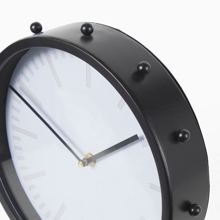 Marian 11.0L x 3.1W x 11.0H Black Studded Round Table Clock