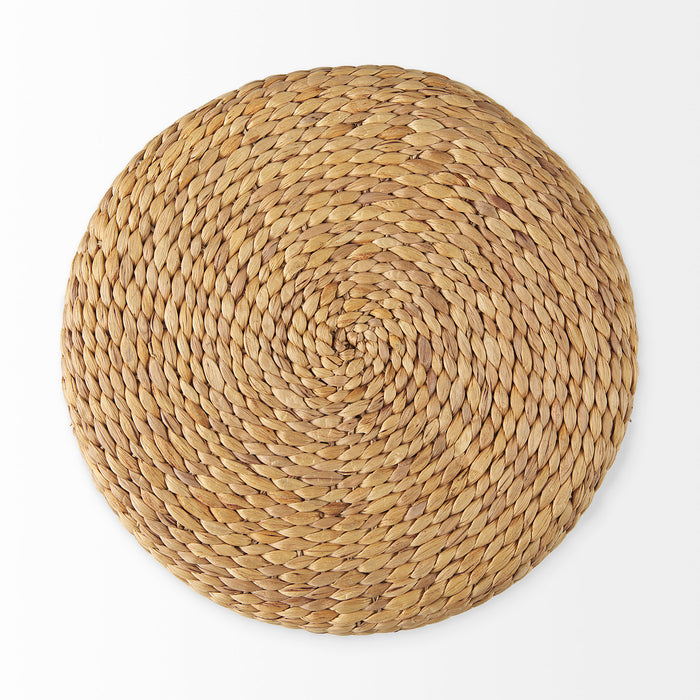 Maya 17.7L x 17.7W x 17.7H Light Brown W/Medium Brown Stripes Seagrass Round Pouf