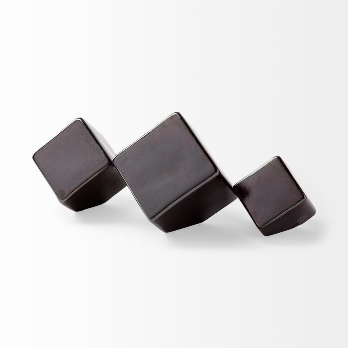Mayweather (Set of 3) Black Geometric Ceramic Cubes