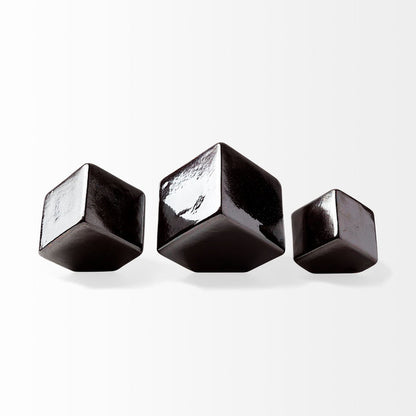 Mayweather (Set of 3) Black Geometric Ceramic Cubes