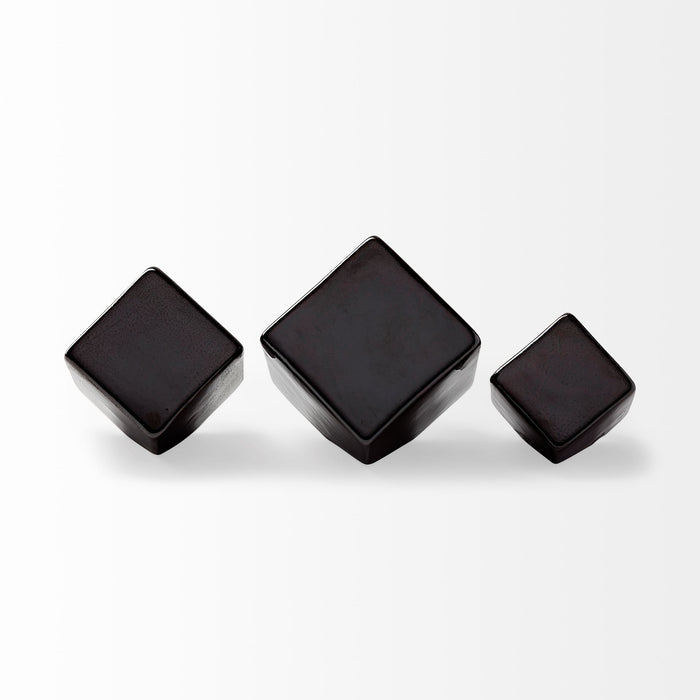 Mayweather (Set of 3) Black Geometric Ceramic Cubes