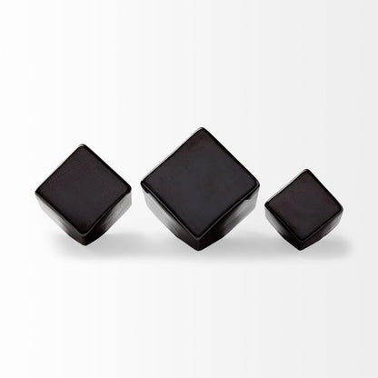 Mayweather (Set of 3) Black Geometric Ceramic Cubes