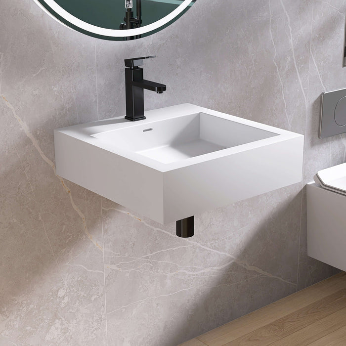 Medunjess 19'' Parabola Wall Mounted Bathroom Sink Solid Surface Sink