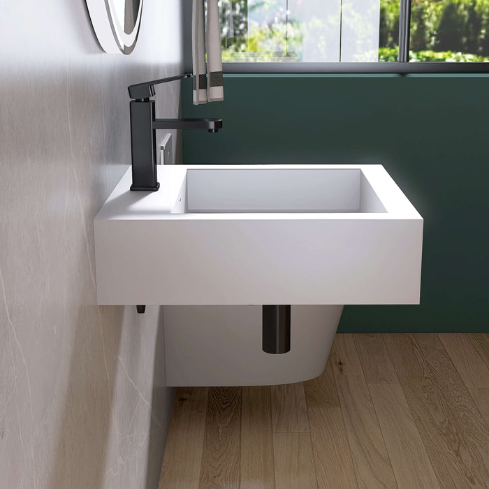 Medunjess 19'' Parabola Wall Mounted Bathroom Sink Solid Surface Sink