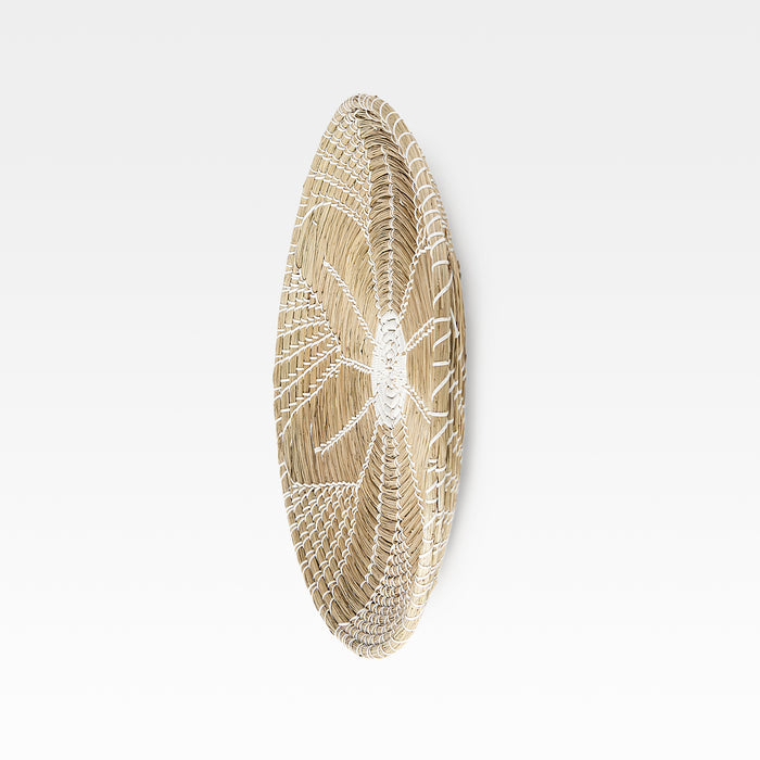 Mekhi 24.0L x 24.0W x 3.5 Light Brown Seagrass W/White String Round Wall Hanging Plate