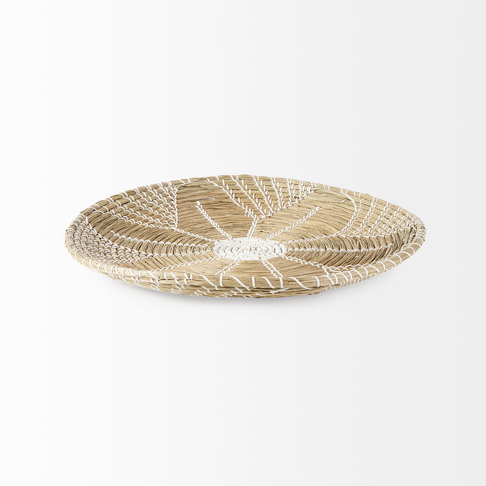 Mekhi 24.0L x 24.0W x 3.5 Light Brown Seagrass W/White String Round Wall Hanging Plate