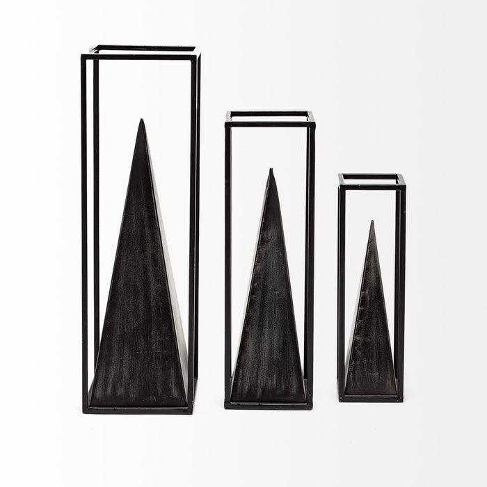 Memphis II (Medium) 4L x 4W Black Metal Pyramid In A Square Frame