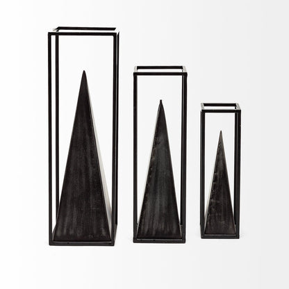 Memphis II (Medium) 4L x 4W Black Metal Pyramid In A Square Frame