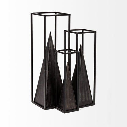 Memphis II (Medium) 4L x 4W Black Metal Pyramid In A Square Frame