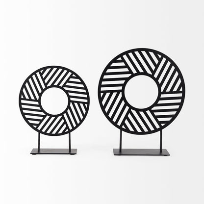Micra 9.1L x 2.6W x 10.9H Matte Black Metal Decorative Object on a Stand