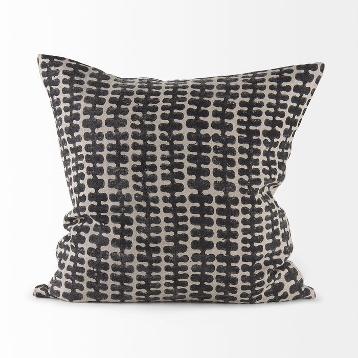 Miriam 18L x 18W Beige and Black Fabric Patterned Decorative Pillow Cover