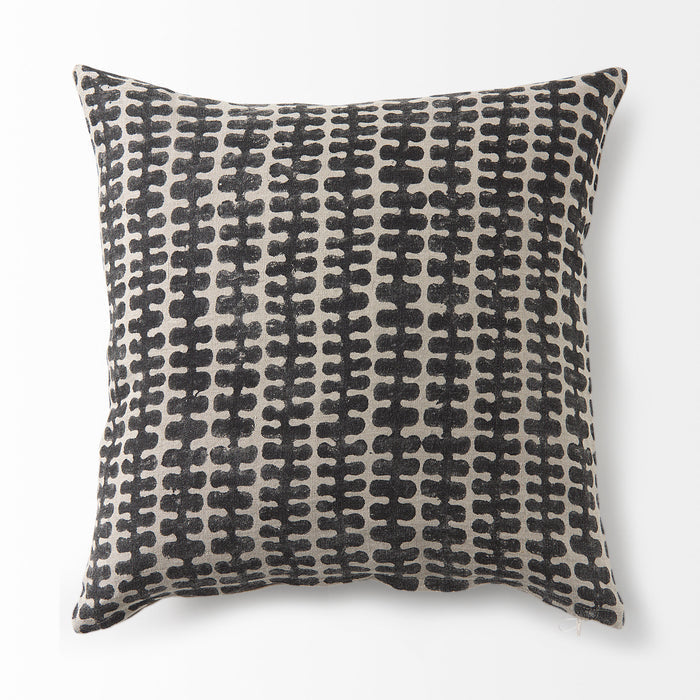 Miriam 18L x 18W Beige and Black Fabric Patterned Decorative Pillow Cover