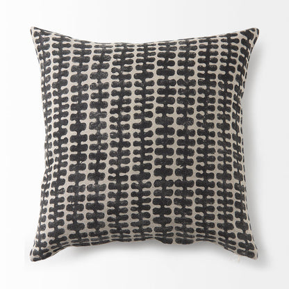 Miriam 18L x 18W Beige and Black Fabric Patterned Decorative Pillow Cover