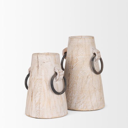 Monique Small Light Brown w/ Handles Wood Pot