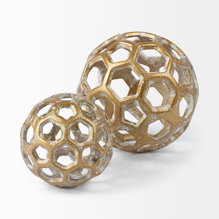Moyer I (Small) 3L x 3W Gold Metal Hollow Decorative Orb