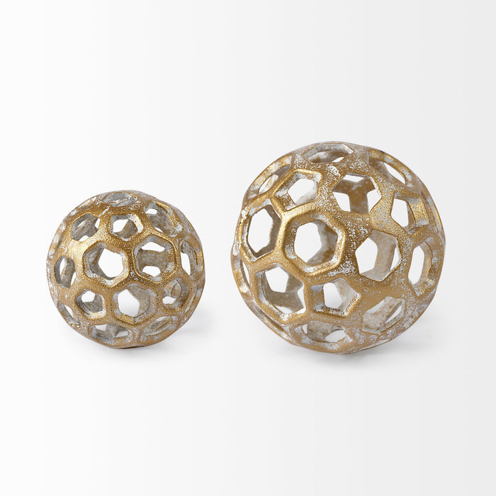 Moyer I (Small) 3L x 3W Gold Metal Hollow Decorative Orb