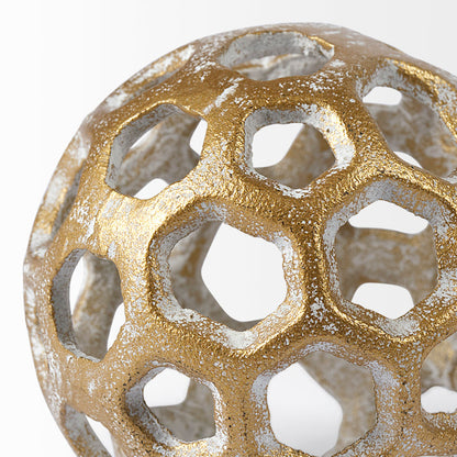 Moyer I (Small) 3L x 3W Gold Metal Hollow Decorative Orb