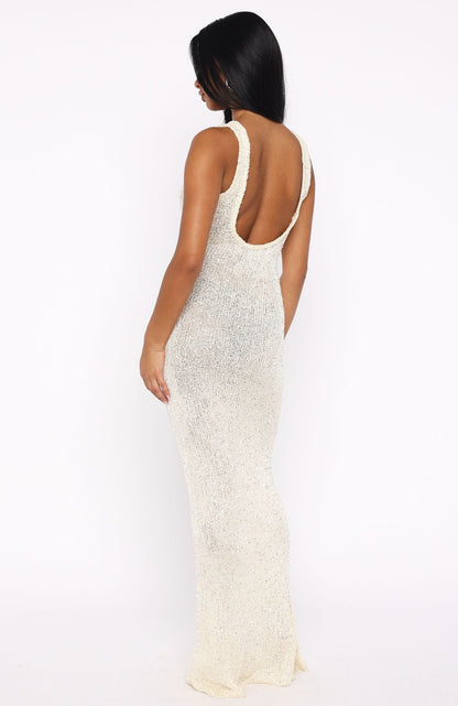 Trying To Forget Me Knit Maxi Dress Cream