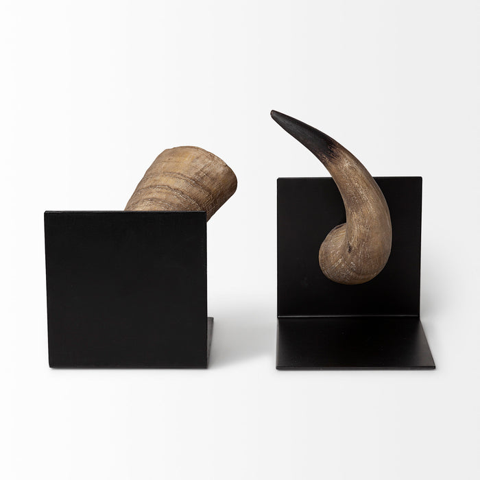 Nickerson (Set of 2) 6L x 7W Bull Horn Bookends