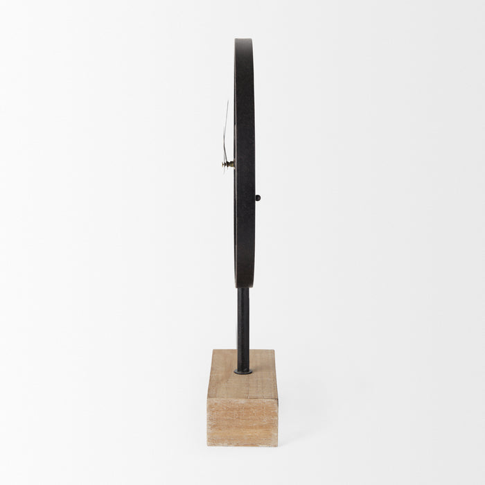 Oris Black Metal/Wood Open Frame Table Clock