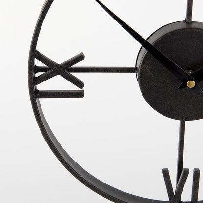 Oris Black Metal/Wood Open Frame Table Clock