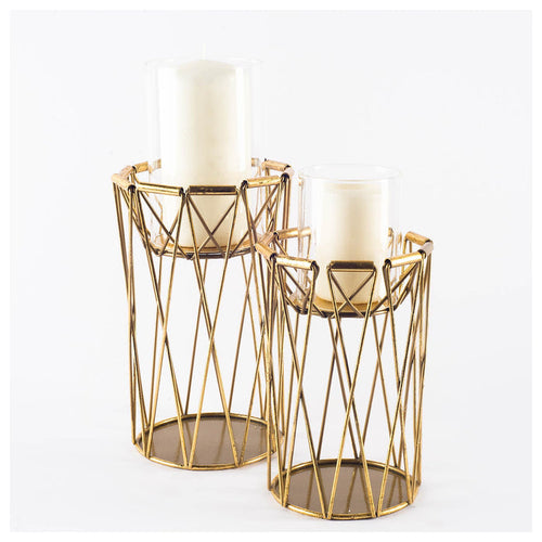Othello II Short Antiqued Brass Metal Table Candle Holder