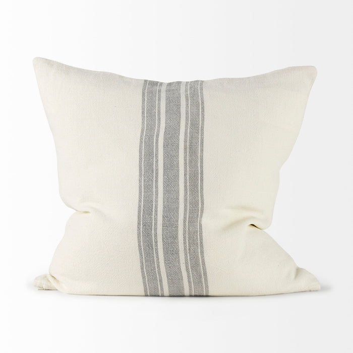 Patrice 22 x 22 Cream With Gray Stripes Decorative Pillow Cover