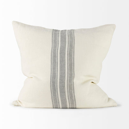 Patrice 22 x 22 Cream With Gray Stripes Decorative Pillow Cover