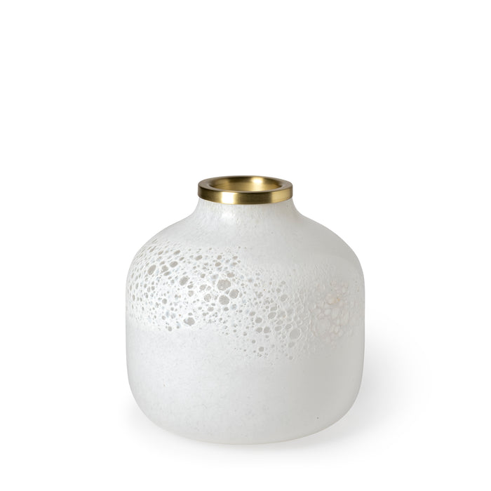 Pearl Short White Gold Rim Glass Vase