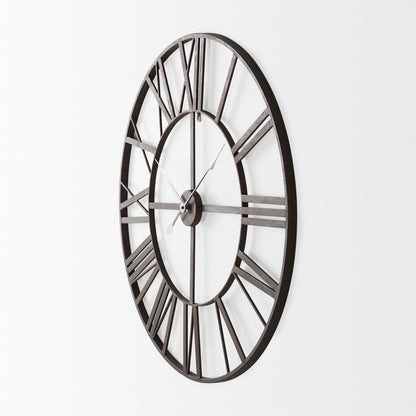 Pender 29.9L x 1.8W x 29.9H Black Iron Round Wall Clock