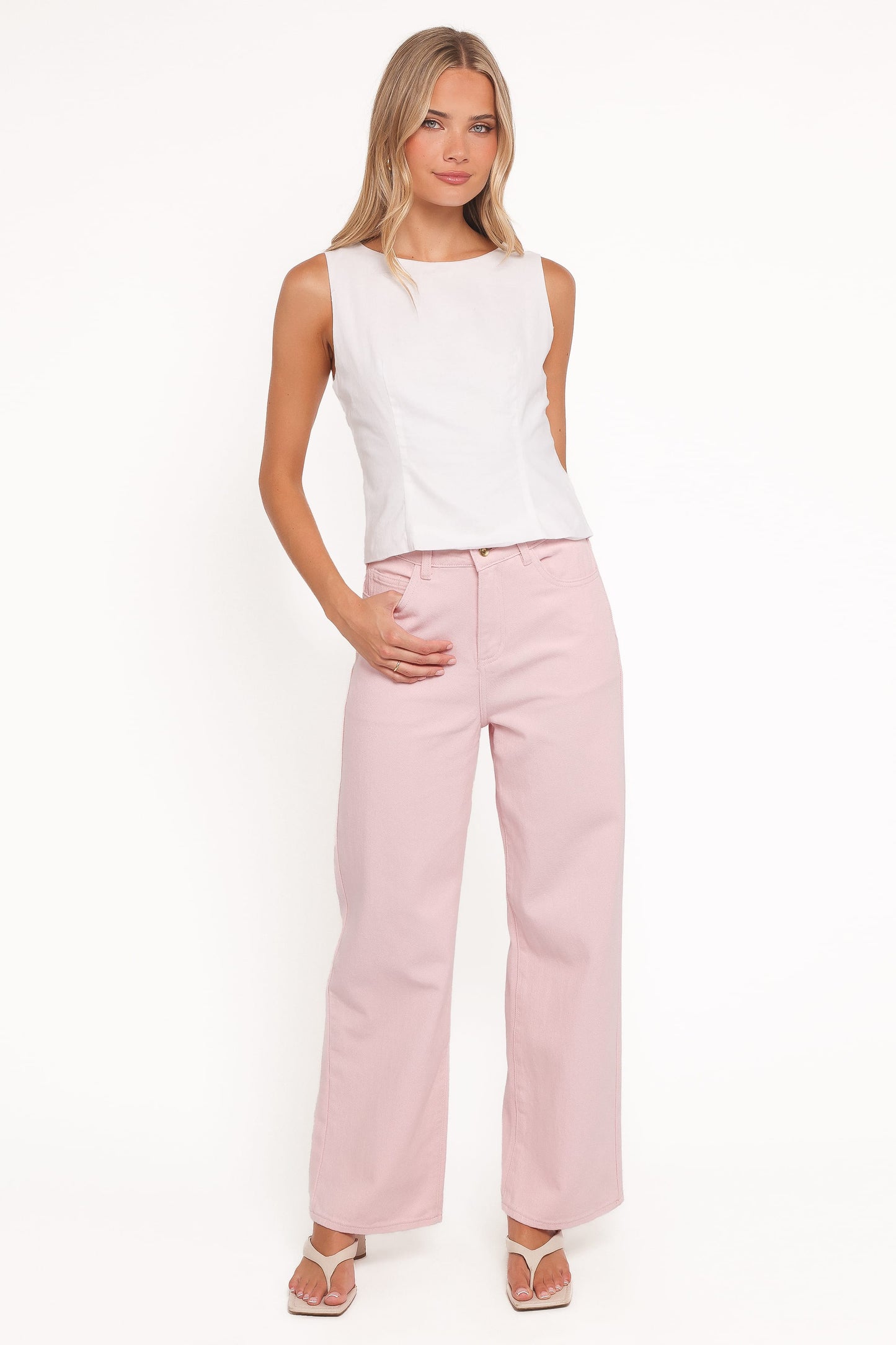 Ailis Wide Leg Jean - Dusty Pink
