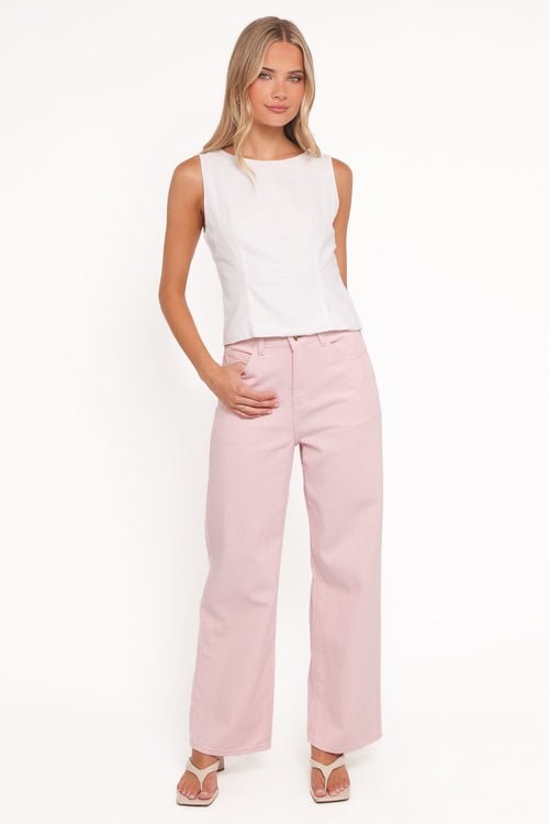 Ailis Wide Leg Jean - Dusty Pink