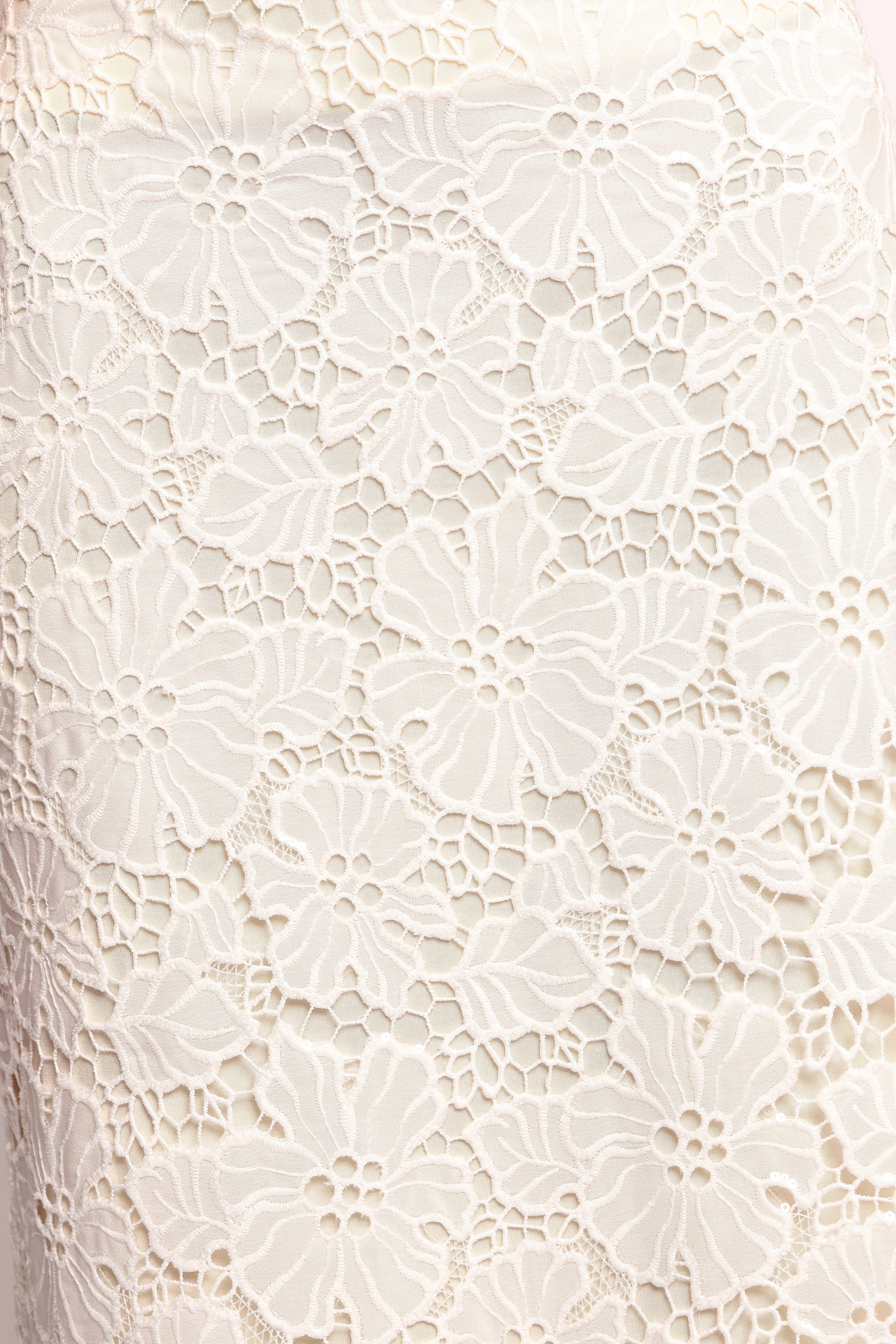 Mika Floral Lace Maxi Skirt - White