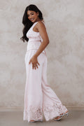 Viola Drawstring Wide Leg Pant - Pale Pink