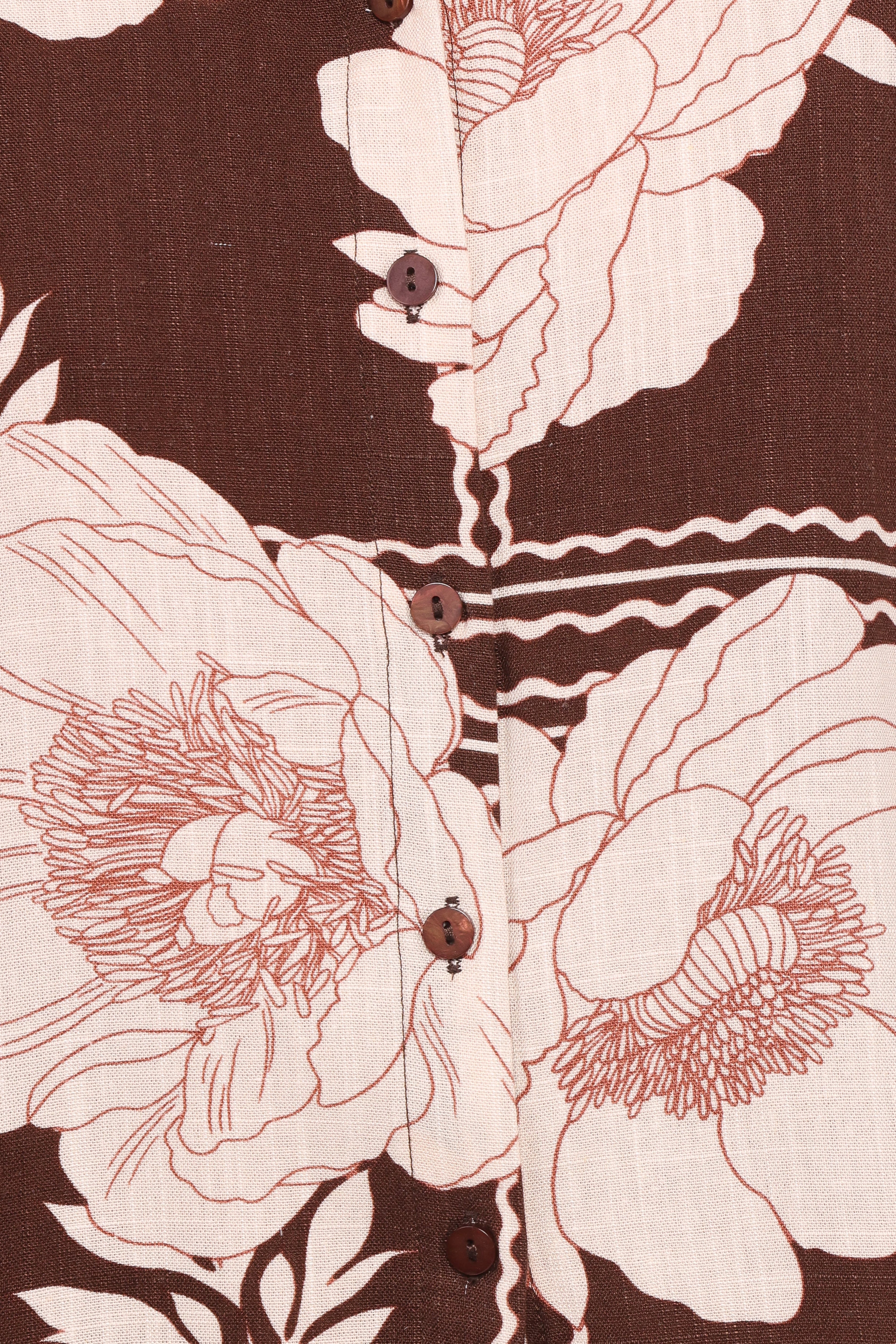 Bernadine Short Sleeve Shirt - Brown Floral
