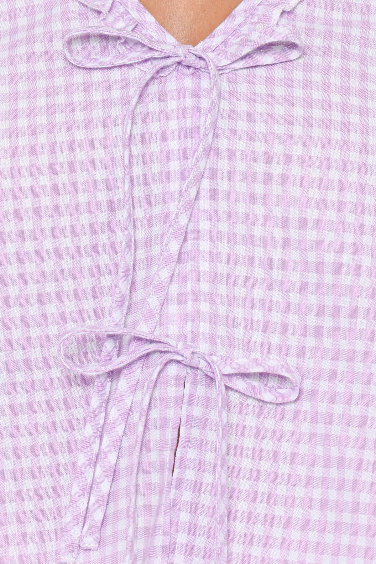 Fainche Front Tie Top - Lilac Gingham