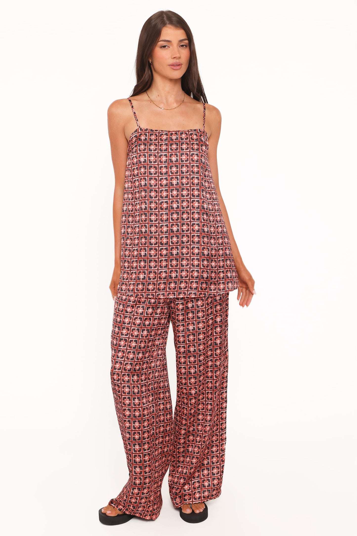 Lexi Top - Red Geometric