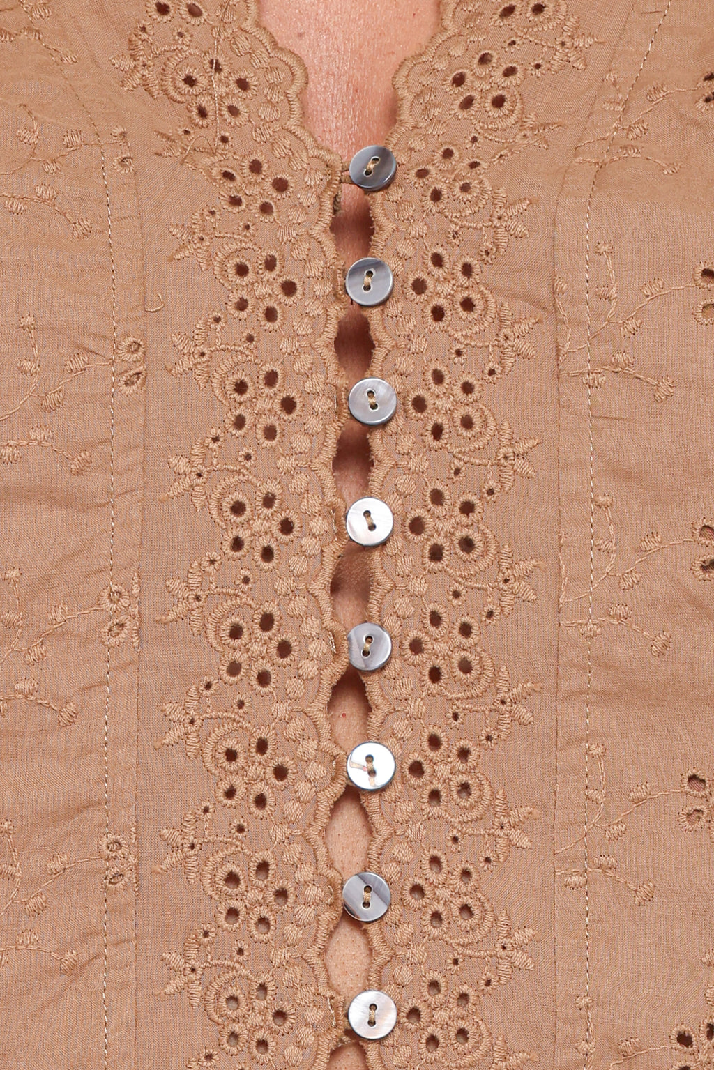 Lorraine Eyelet Top - Brown