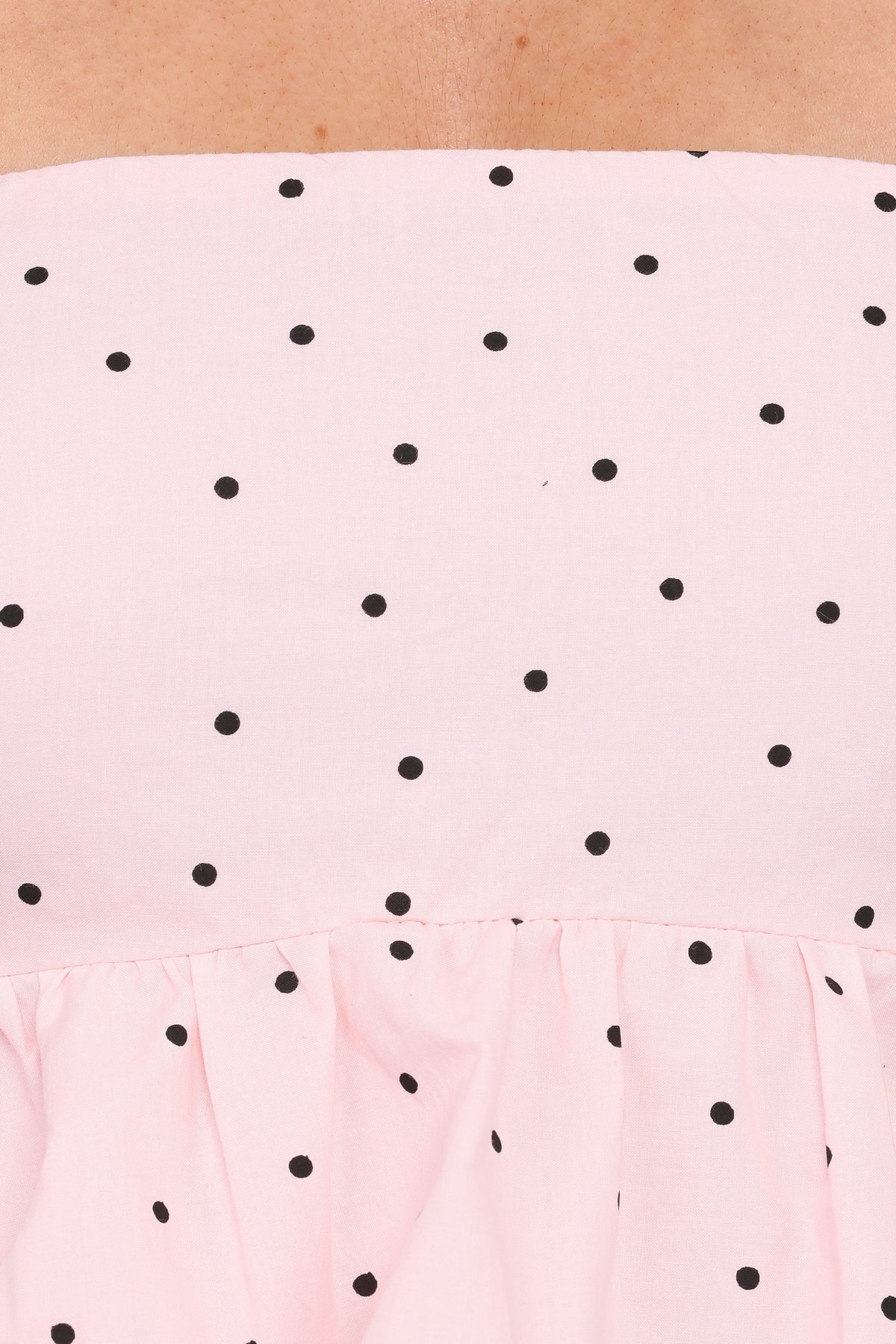 Yvanna Bubble Hem Top - Pink Dot